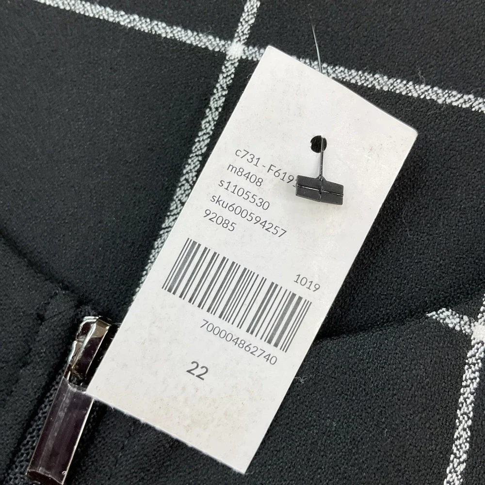 Lane Bryant Windowpane Peplum Blazer Full Zip Black White Career‎ Womens 22